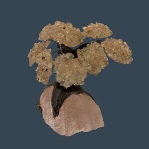 Rose Quartz Crystal Bonsai Tree Sculpture